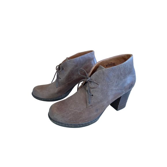Born Ramsey Ankle Platform Boot 10/42 Brown Leather Oxford Lace Up Block Heel - Picture 15 of 15